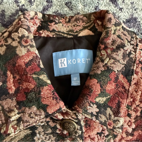 Women’s Vintage Jacquard Embroidered Florals Size 6P Blazer Jacket W/Pockets - Picture 3 of 9